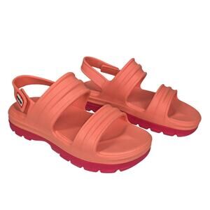HUNTER BLOOM ALGAE FOAM LOGO SANDALS ORANGE / PINK – WOMEN’S US 7 – WFD4036EVA